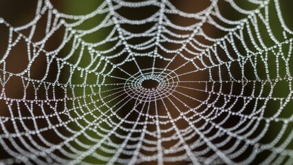 Fototapeta premium Sparkling Raindrops Adorn Delicate Spiderweb Macro