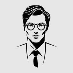 Stylish Man Portrait with glasses. Vector illustration