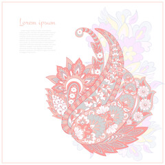Naklejka premium Paisley vector isolated pattern. Damask floral illustration in batik style