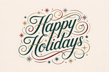Happy holidays elegant lettering celebrating winter festive season