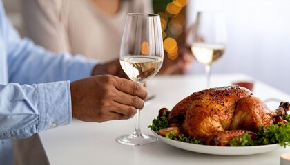 Intimate Thanksgiving Dinner for Two,A cozy and romantic Thanksgiving dinner setting for two guests.