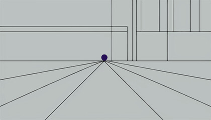 One-Point Perspective Drawing – Architectural Depth Illustration with Vanishing Point and Converging Lines