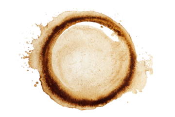 round coffee stain isolated on white or transparent png