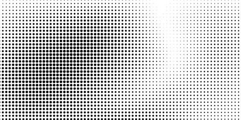 Black and white halftone vector. Gradient ink dot texture. Randomly distributed element pattern for printing and design.