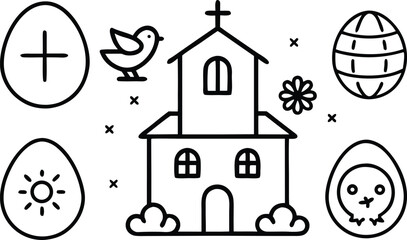 Church icon set vector illustration