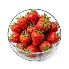 Fresh ripe strawberries arranged neatly in a minimal clear glass bowl.
