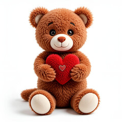 Soft romantic-themed plush toy gently holding a tiny heart.
