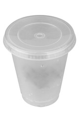 Plastic cup with straw isolated on white background