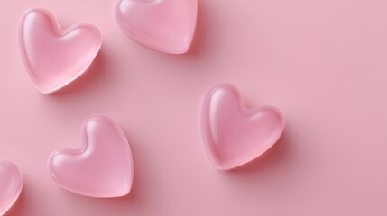 Obraz premium Soft pink heart-shaped soap on a smooth pastel pink background creating a romantic and charming atmosphere for beauty and wellness themes