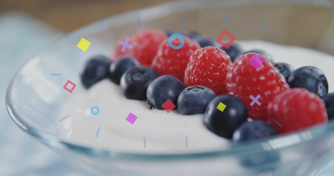 Color overlay appearing, lens shifting focus, shapes drifting and fading, showcasing berries