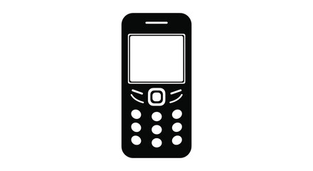 A simple black mobile phone illustration against a white background a striking silhouette