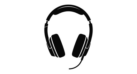 A sleek depiction of over ear headphones in a striking black color a bold silhouette