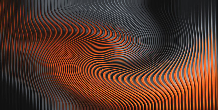 Abstract swirling lines pattern in black, gray, and orange tones