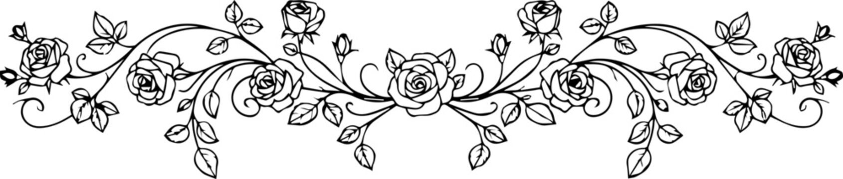 Elegant rose floral border design, perfect for invitations and decorative projects, adding a touch of classic beauty and charm to any creative work