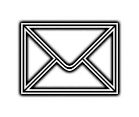 Simple white outline icon representing a closed sealed envelope for email or postal communication on black on transparent background