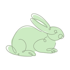 Bunny isolated on white background one line drawing, vector illustration