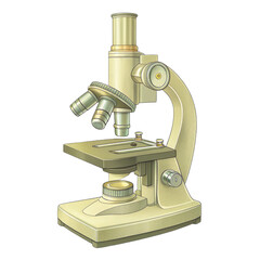 Detailed microscope with transparent background showcases its intricate design and functionality, perfect for educational purposes