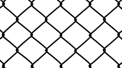 Fototapeta premium Black chain link fence on white background close up pattern