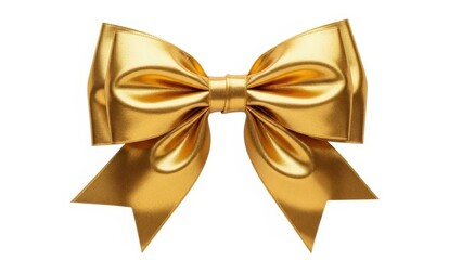 Fototapeta premium Elegant gold ribbon bow isolated on white background for decoration