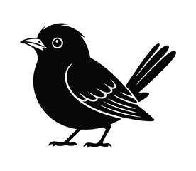 Obraz premium Cute Black Bird Silhouette Vector: Simple Aviary Graphic for Nature and Wildlife Design