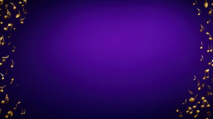 Elegant Purple Background with Floating Gold Music Notes for Various Creative Projects and Musical Themes in Design and Media Applications