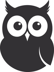 Simple black silhouette of an owl s head and upper body for banners and advertisements