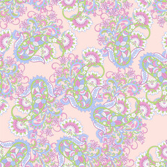 Trendy ethnic-style vector paisley pattern. Seamless Fashionable vector template for any design projects