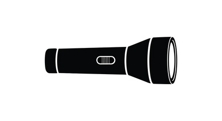 A black flashlight icon depicting a handheld illumination device in a simple silhouette