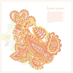 Paisley Vector Pattern. Floral Isolated Asian Illustration