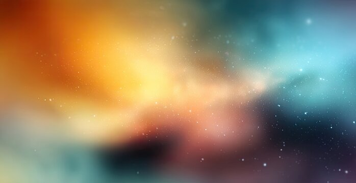 Colorful cosmic nebula of oranges, blues, and purples with twinkling starlight