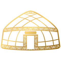 Golden Kazakh yurt ornament S1-05