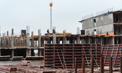 equipment at the construction site of a new building