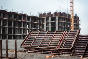 equipment at the construction site of a new building