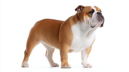A charming bulldog standing confidently. This image captures the loyal nature and playful spirit of dogs. Perfect for showcasing pet love or animal companionship. AI