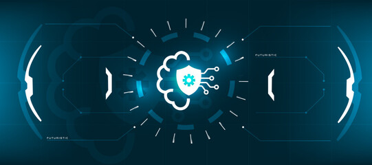 AI Firewall Security icon on Technology Background