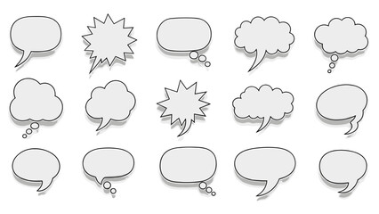 Fototapeta premium Set of various hand drawn speech bubbles and comic text balloons