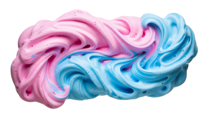Abstract swirl of pink and blue slime isolated on a black background
