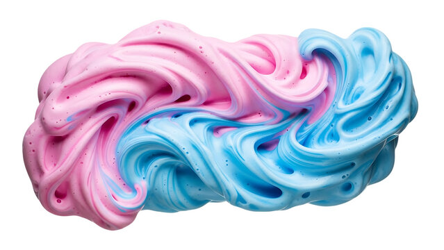 Abstract swirl of pink and blue slime isolated on a black background