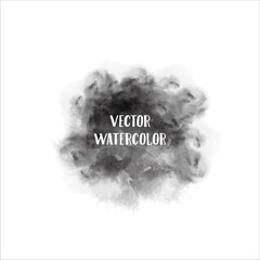 Black watercolor splash with text vector illustration and paint stroke design elements