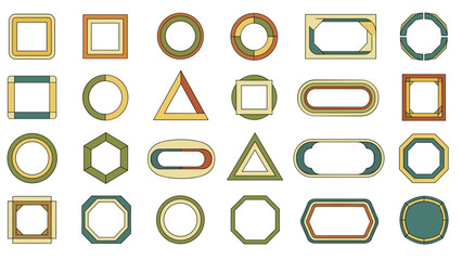 Collection of geometric shapes and frames in earthy tones