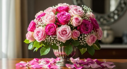Obraz premium Beautiful pink and rose flower arrangement for elegant decor and special occasions