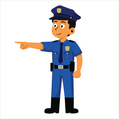 Vector illustration of a friendly police officer character in various actions and poses. Perfect for education, security themes, infographics, mobile apps, and professional design projects