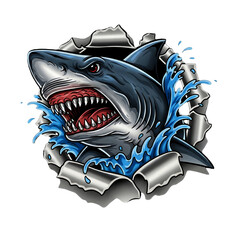 head of a shark on transparent background