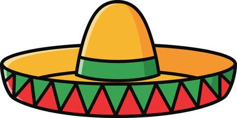 Colorful Mexican Sombrero Hat with Geometric Pattern and Green Band Keywords: sombrero, hat, mexican, mexico, culture, traditional