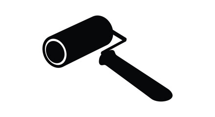 A striking black silhouette of a paint roller a common tool for home improvement silhouette