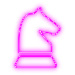 Vibrant pink glowing knight, a chess piece symbol for planning and tactics