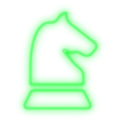 Bright lime green illuminated chess knight for a competition or leadership concept