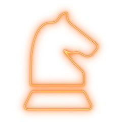 Abstract orange neon chess piece graphic, a knight for a futuristic tactical UI