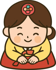 New Year's Greetings_New Year's Bow_Lunar New Year_Girl in Hanbok_Holiday_Chuseok