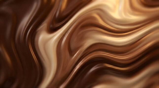 Swirling liquid dark and milk chocolate abstract background image
